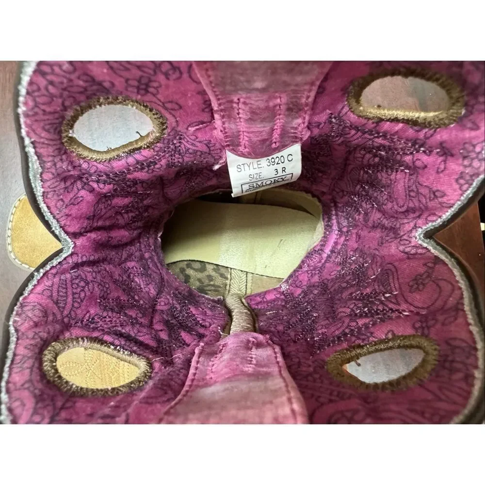 Smoky Mountain Kids Pink and Brown Leather Cowgirl Boots Size 3 Childs